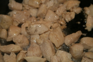 Once browned, remove chicken to from skillet.