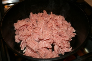 Heat the oil and cook ground turkey...