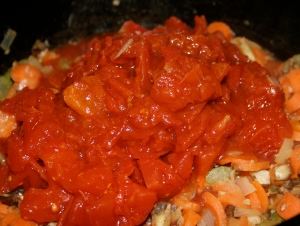 Add the diced tomatoes.